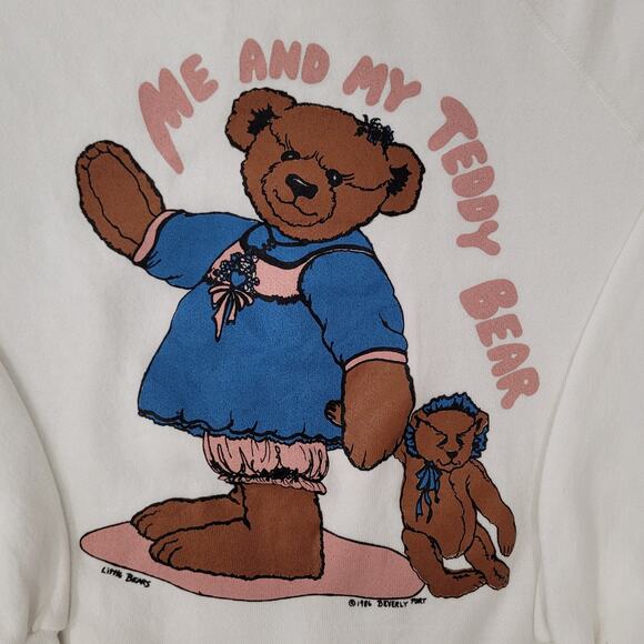 Vintage 90s Cute Teddy-Bear Sweatshirt Women Medium 21x23 USA - Picture 11 of 14